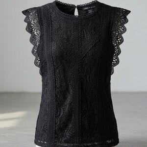 STUNNING Cable & Gauge Black Guipure Lace Top - Size XS